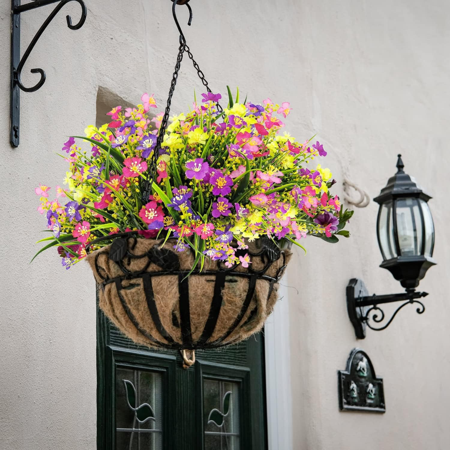10 Bundles Artificial Flowers Outdoors UV Resistant Fake Plants Outside Faux Plastic Silk Floral for Home Indoor Porch Boxes Garden Decoration (Multicolor)