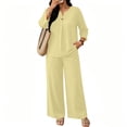 thumbnail image 5 of Two Piece Sets for Women 3/4 Length Sleeve Lounge Sets Summer Spring Vacation Travel Outfits Fashion Clothing Beige 3XL, 5 of 5