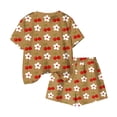 thumbnail image 6 of Amidoa Girls Summer 2 Piece Outfits Floral Cute Short Sleeve and Elastic Waist Shorts Kids Clothing Set Brown Size 4T Brown Size 4T, 6 of 6