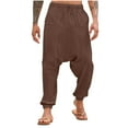 thumbnail image 2 of YHAJDS Summer Mens Pants,Mens Pants Full Length Pants for Men Solid Color Low Crotch Tapered Elastic Waist Casual Trousers Soft Fabric Mens Casual Pants, 2 of 5