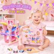 Kids Wooden Track Car Ramp Toys,Girls Unicorn Toy Montessori Toys for 1 2 3 Year Old Toddlers, Race Car Slide Toys,Unicorn Gift for 1-3 Years Old Girls Boy Birthday