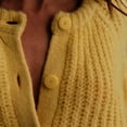 thumbnail image 6 of Casual Long Sleeve Crewneck Button Down Cardigan Sweater Knit Outwear, Yellow S, Size S-XL, 6 of 8