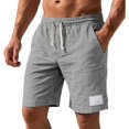 thumbnail image 2 of LODIENY Mens Cotton Linen Casual Shorts Summer Beach Vacation Elastic Waist Drawstring Short Lightweight Breathable Classic Fit Short Pants Daily Wear Dark Gray L, 2 of 8