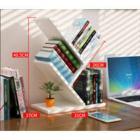 thumbnail image 2 of Estantería de árbol, estantería de árbol, estantería de oficina, estantería independiente para libros, estantes de almacenamiento para sala de estar, dormitorio o cocina (blanco marfil), 2 of 5