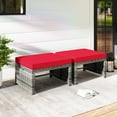 thumbnail image 3 of Costway Patio Ottomans Set of 2 PE Rattan Footstools with Removable Cushions & Metal Frame Red, 3 of 9