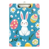 FORMRS Acrylic Clipboard with Low Profile Clip Standard A4 Letter Size, 12.5" x 9", Blue Easter Bunny