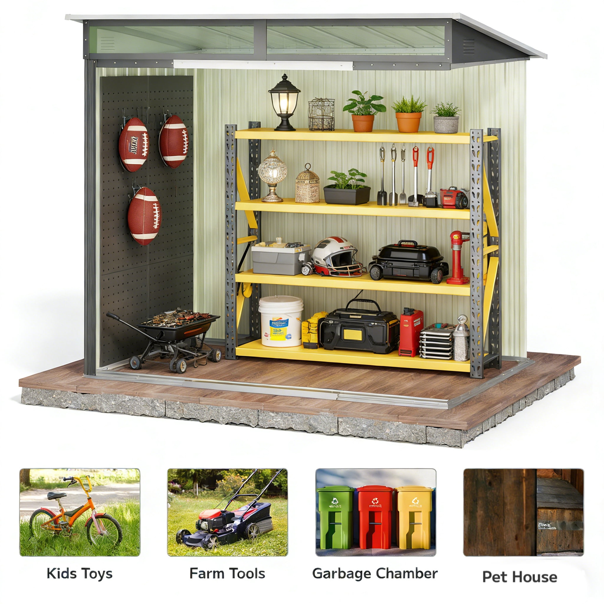 Lofka 6 x 4 FT Outdoor Metal Storage Shed with Lockable Sliding Door for Backyard, Garden, Dark Gray
