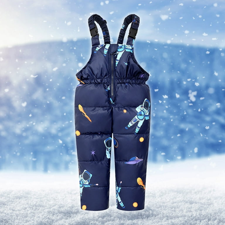 Penkiiy Baby Boys Girls Snowsuit, Toddler Winter Outfit Sets Kids Hooded  Artificial Fur Down Jacket Coat and Ski Bib Pants Navy Clearance for 2-3