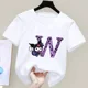 thumbnail image 3 of Camiseta de manga corta de verano para niños de Sanrio con letras de la A a la Z de Kuromi Anime, ropa suave con forma de corazón para niñas, regalo de cumpleaños kawaii, 3 of 5