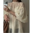 thumbnail image 2 of Kuzuwata Blusas De Manga Larga De Color Sólido Con Cuello En O Camisas Casuales Sueltas Blusas Vintage Japonesas Para Mujer De Moda 2024 Con Chaleco Camisero, 2 of 5
