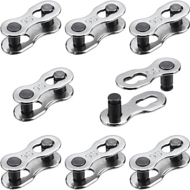 MELIVO 8 Pairs Bicycle Missing Link for 6, 7, 8, 9, 10 Speed Chain, Silver, Reusable