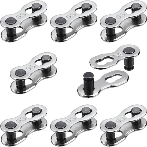 MELIVO 8 Pairs Bicycle Missing Link for 6, 7, 8, 9, 10 Speed Chain, Silver, Reusable