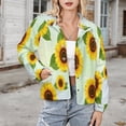 thumbnail image 3 of Jackets for Women Winter Coat Jackets Flannel Stand Collar Jacket(Sunflower Floral Pattern,Size:S-4XL), 3 of 7