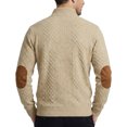 thumbnail image 6 of UDAUDU Men's Knitted Sweatshirt Casual Outdoor Long Sleeve with Elbow Patches Stand Collar Pullover Sweatshirt Button Quarter Sweater Khaki 4XL, 6 of 6