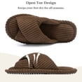 thumbnail image 3 of Goewy Women's Open Toe Slippers with Memory Foam, Anti-Skid Indoor Outdoor House Shoes, Fuzzy Corduroy, Brown, Size 5-6, 3 of 5