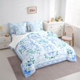thumbnail image 3 of jejeloiu Kawaii Flower Floral 7 Pieces Bedding Comforter Set,Cartoon Bow Knot Full Bedding Set,Blue Green Fitted Sheet Flat Sheet For Girls Teens,Luxury Bedroom Decor Reversible, 3 of 8