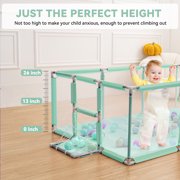 Large Baby Playpen 71 Inch With Basketball Hoop, 6-24 Months Toddler Playard, Green