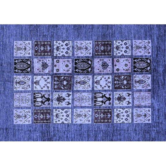 Ahgly Company Indoor Rectangle Abstract Blue Modern Area Rugs, 2' x 4'