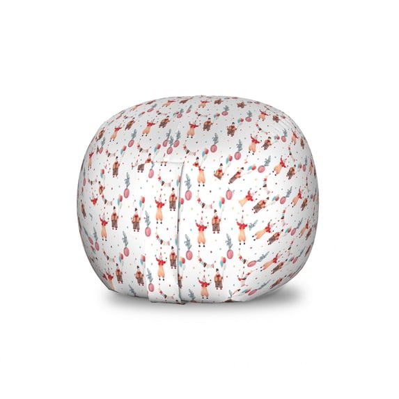Circus Storage Toy Bag Chair, Watercolor Paint Pattern of Funny Clowns on a Ball Stars and Flags, Stuffed Animal Organizer Washable Bag, Large Size, White Multicolor, by Ambesonne