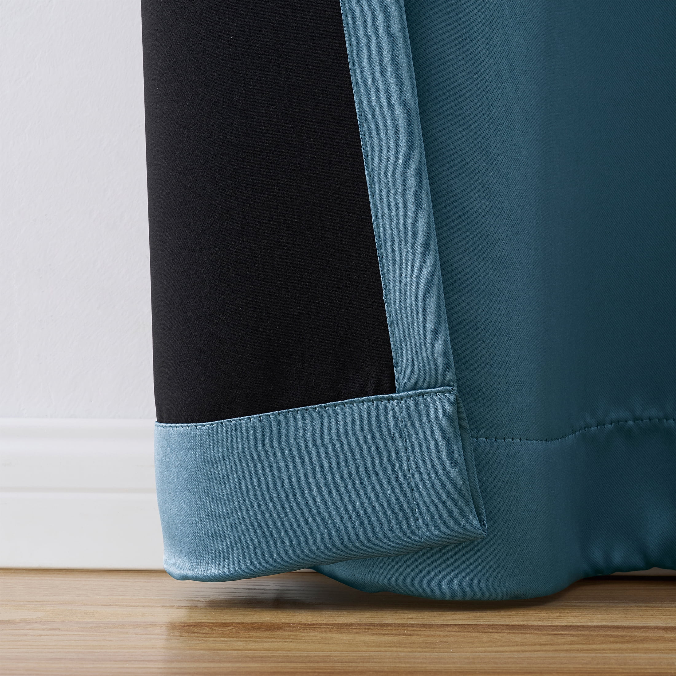 Mainstays Solid Blackout Curtain Panel Pair, Set of 2, Blue, 30"W x 63"L