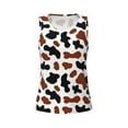 thumbnail image 4 of Xecao Brown Black Cow print women's scoop neck, loose-fit workout tank tops for the gym., 4 of 9