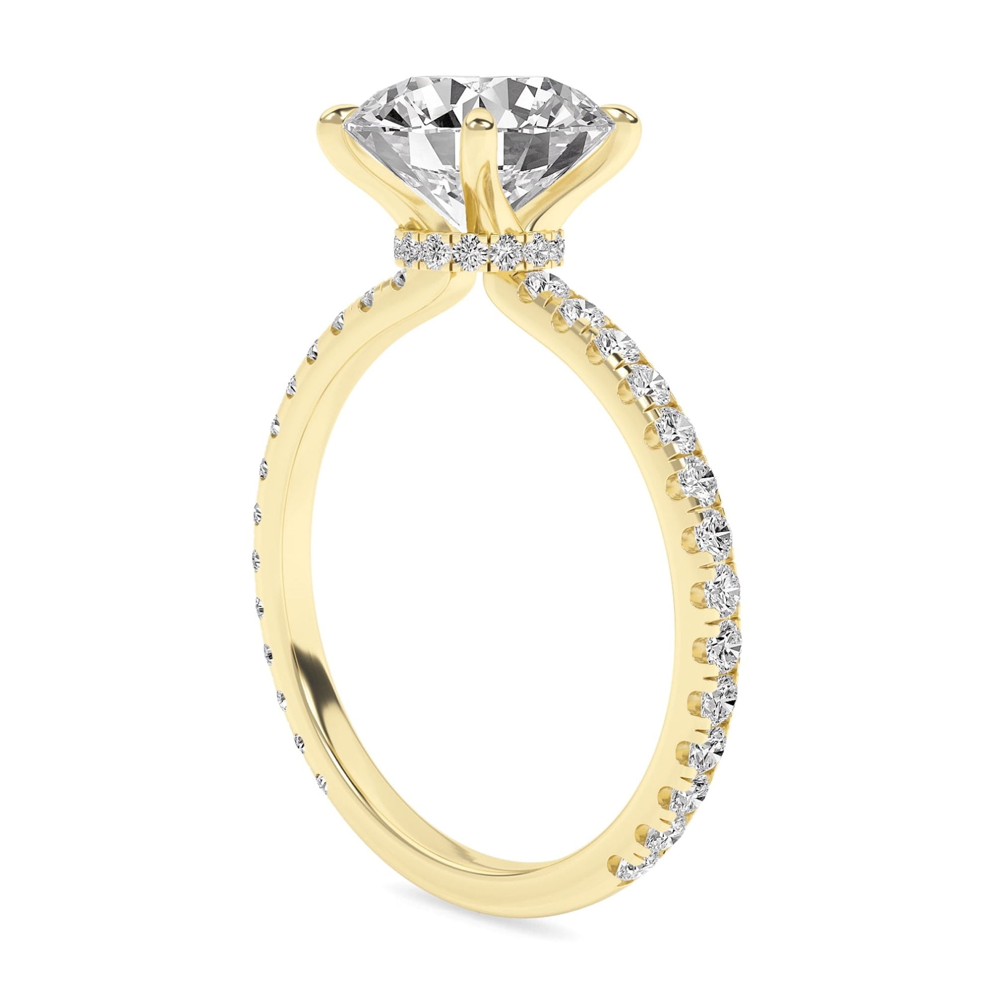 AFFY 2.40 Carat (ctw) Solitaire Engagement Ring For Womens, Round Lab Created Moissanite Stackable Promise Ring For Her In 10k Solid Yellow Gold | VVS1 Quality Ring Size-7