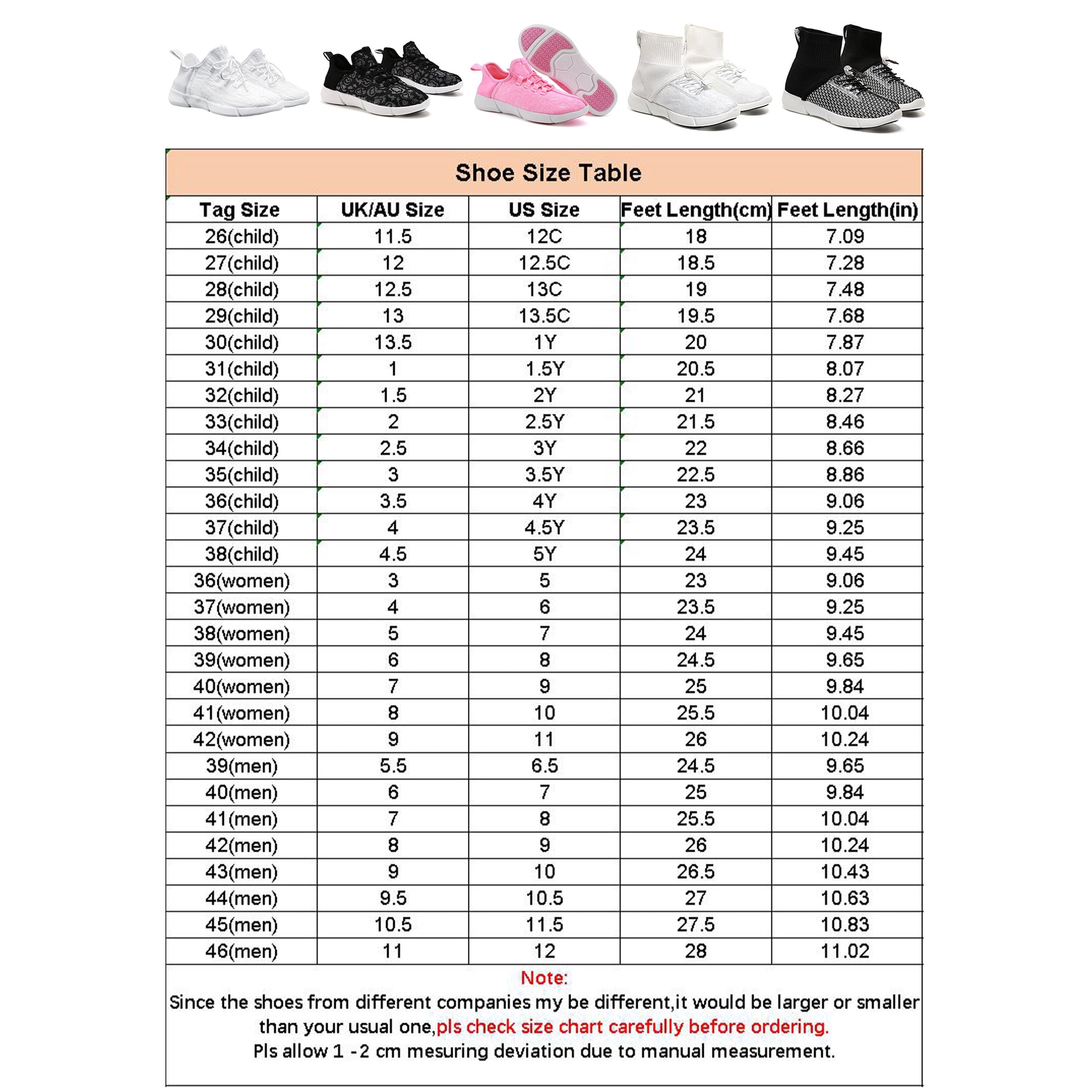 Girls Shoe Size Chart To Men Size Conversion Reebok Kid Shoes Size