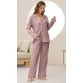 thumbnail image 2 of HEARTNICE Women Pajama Sets, Button Up Long Sleeve knit Sleepwear Soft Lounge Pjs,(Dark Pink,L), 2 of 4