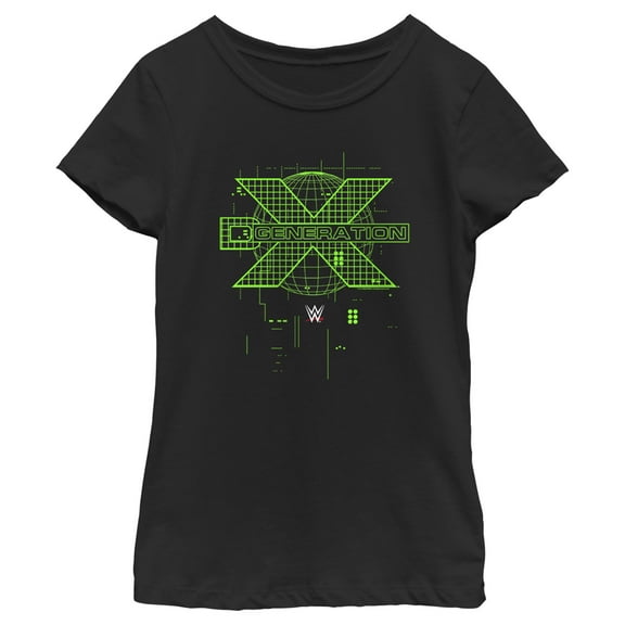 Girl's WWE DX Generation Green Logo  Graphic Tee Black X Small