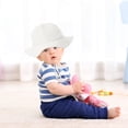 thumbnail image 2 of Baby Summer Bucket Hat Sun Protection Infant Wide Brim Fisherman Hat with Chin Strap, 2 of 6