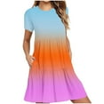 thumbnail image 2 of LOVZFMLL Robe T-Shirt d'Été Décontractée à Manches Courtes pour Femme, Mini-Robe à Étages avec Poches, Vert Menthe, P, 2 of 5
