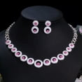 thumbnail image 2 of Red CZ Big Round Choker Necklace Earrings Bridal Wedding Banquet Jewelry Set, 2 of 9