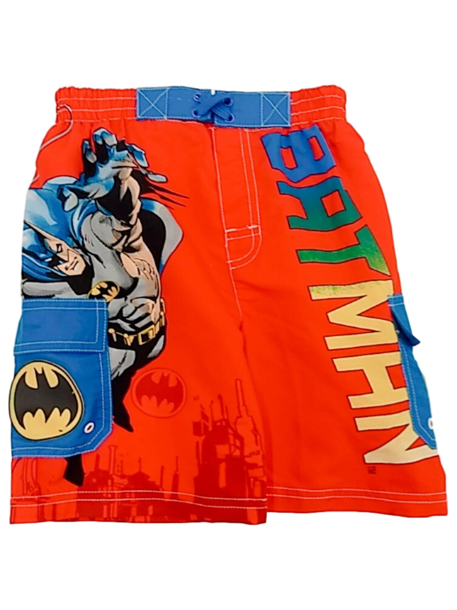 DC Boys Red Batman Logo Swim Trunk 
