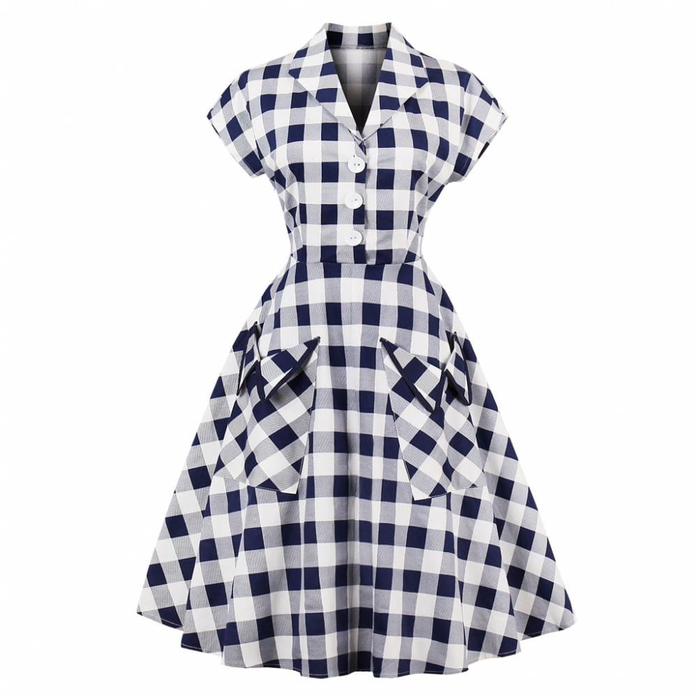 Blue white checkered dress 2025