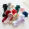 thumbnail image 7 of Yoyauz Knee High Enough Socks For Girls Bow Stockings For Babies And Toddlers Cotton Ruffles Uniform Leggings, 7 of 7