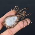 thumbnail image 3 of Natural Rainbow Moonstone Gemstone Copper Wire Wrap Spider Pendant 2.56", 3 of 4