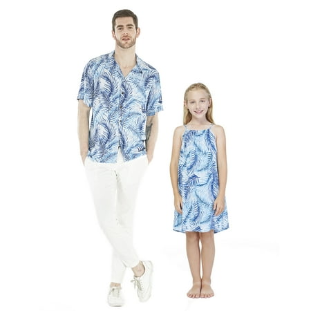 

Matching Father Daughter Hawaiian Luau Shirt Round Neck Dress