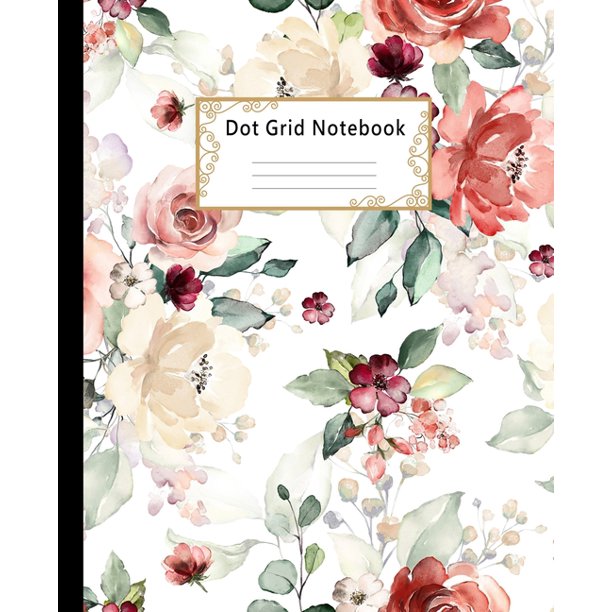 Dot grid Notebook Dotted Paper Journal Pretty Flower Roses for