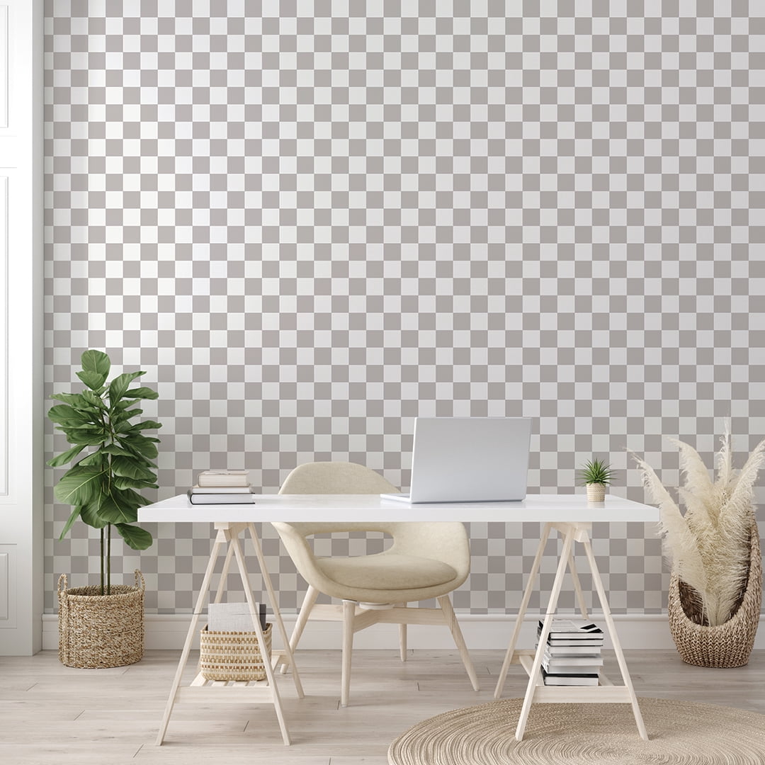 Tempaper Checkmate Grey Peel and Stick Wallpaper, 20.5" x 16.5'