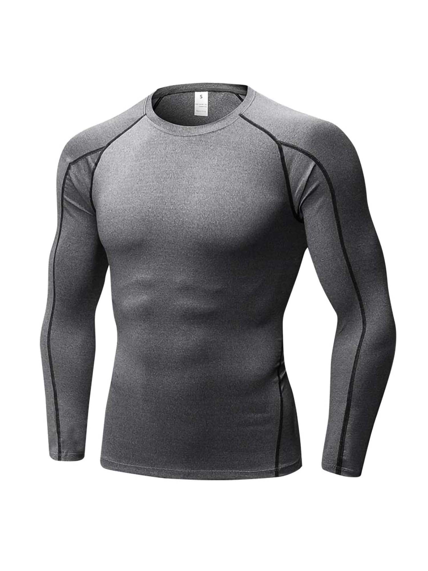 Men's Compression Mock T-Shirt Cool Dry Baselayer Moisture Wicking Long-Sleeved 