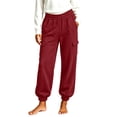 thumbnail image 4 of Xdegoge Cargo Joggers for Women High Waisted Athletic Casual Elastic Waist Cuffed Hem Trousers with Pockets Comfortable Lightweight Hiking Workout Lounge Wear, 4 of 5
