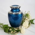 thumbnail image 2 of Cresta Modern Cremation Urn - Large Adult Ashes Urn Durable Alumimium - Funeral Urn Secure Lid Elegant Memorial Urn with Black Velvet Bag Blue, 2 of 9