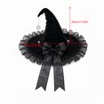 thumbnail image 3 of Womens Witch Hat with Organza Trim and Ribbon Tails, Wide Brim Pointed Cone Costume Hat, Wizard Headwear for Halloween Party Dress Up Cosplay Black, 3 of 5