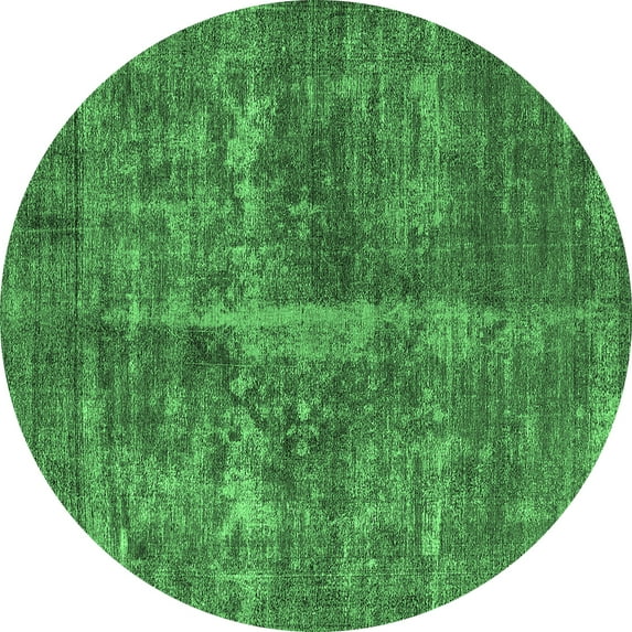 Ahgly Company Indoor Round Oriental Emerald Green Industrial Area Rugs, 8' Round