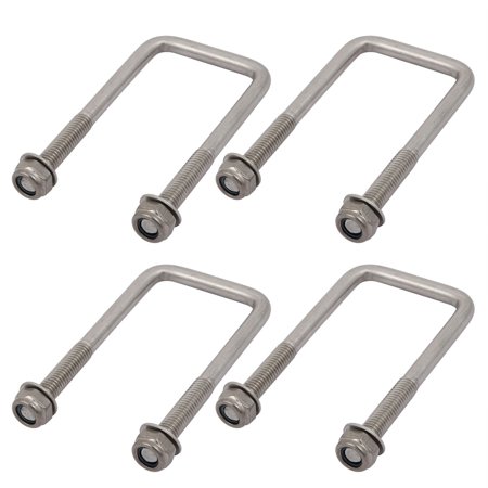 YXQ M8 Square U-Bolts – 304 Stainless Steel, 40mm Inner Width, With Mounting Plates & Nuts (4 Pack)