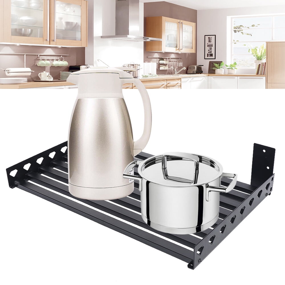 DENEST Microwave Oven Bracket Shelf Kitchen Holder Storage Rack Wall Mount with 4 Hooks