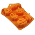 thumbnail image 2 of Yuarrent Molde de silicona para pastel de Halloween de 6 cavidades, molde para hornear galletas de Chocolate y jabón con cubitos de hielo Herramientas y accesorios para hornear calabaza rectangular Yuarrent HA000588-01B, 2 of 6