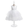 thumbnail image 2 of Sngxgn Toddler Girls Dresses Long Sleeve Tutu Party Dress for Girl(White,140), 2 of 7