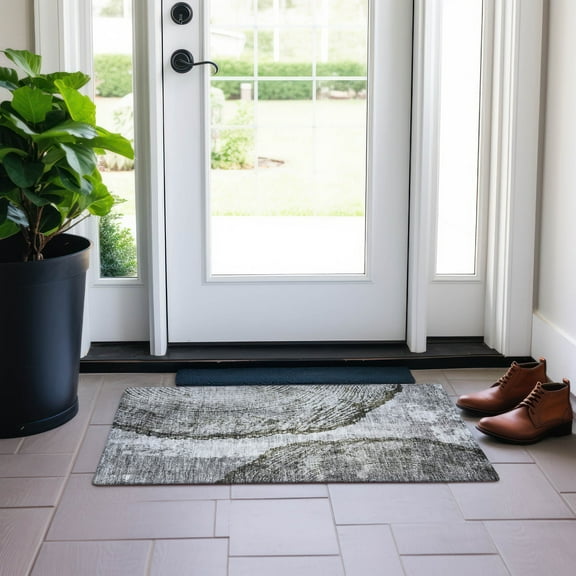 Addison Rugs Chantille Indoor/Outdoor Transitional Organic Gray Washable Rectangle Rug, 1'8" x 2'6"