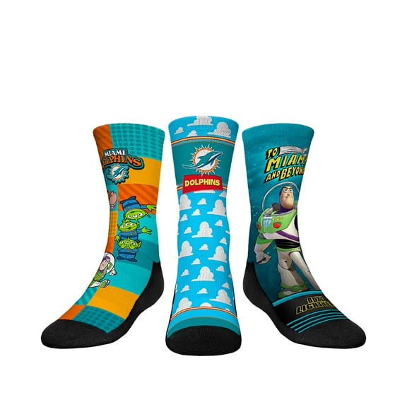 Youth Rock Em Socks Miami Dolphins Toy Story 3-Pack Crew Socks